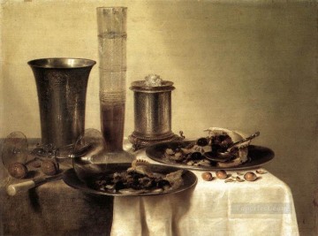 古典的な静物画 Painting - 朝食の静物画 ウィレム・クレスゾーン・ヘダ